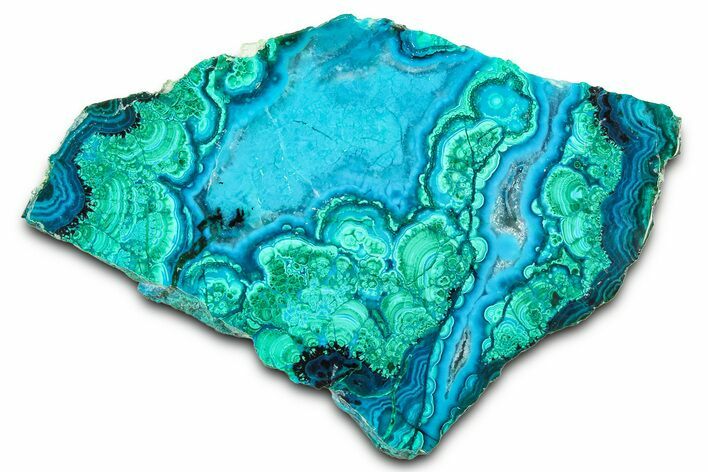 Polished Banded Chrysocolla and Malachite - Bagdad Mine, Arizona #378934